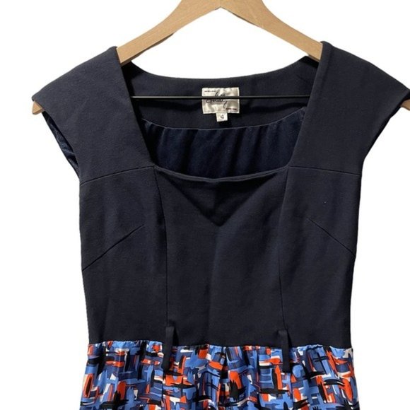 Milly Navy Geometric Print Sleeveless Mini Dress Modern Chic Classic - Picture 3 of 10
